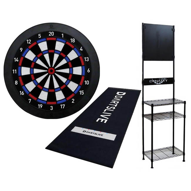 【セット商品】DARTSLIVE Home(ダーツライブホーム) & DYNASTY ダーツスタンド DY01-BK & DARTSLIVE 防炎ラベル付スローマット　(ダーツ ボード スタンド)