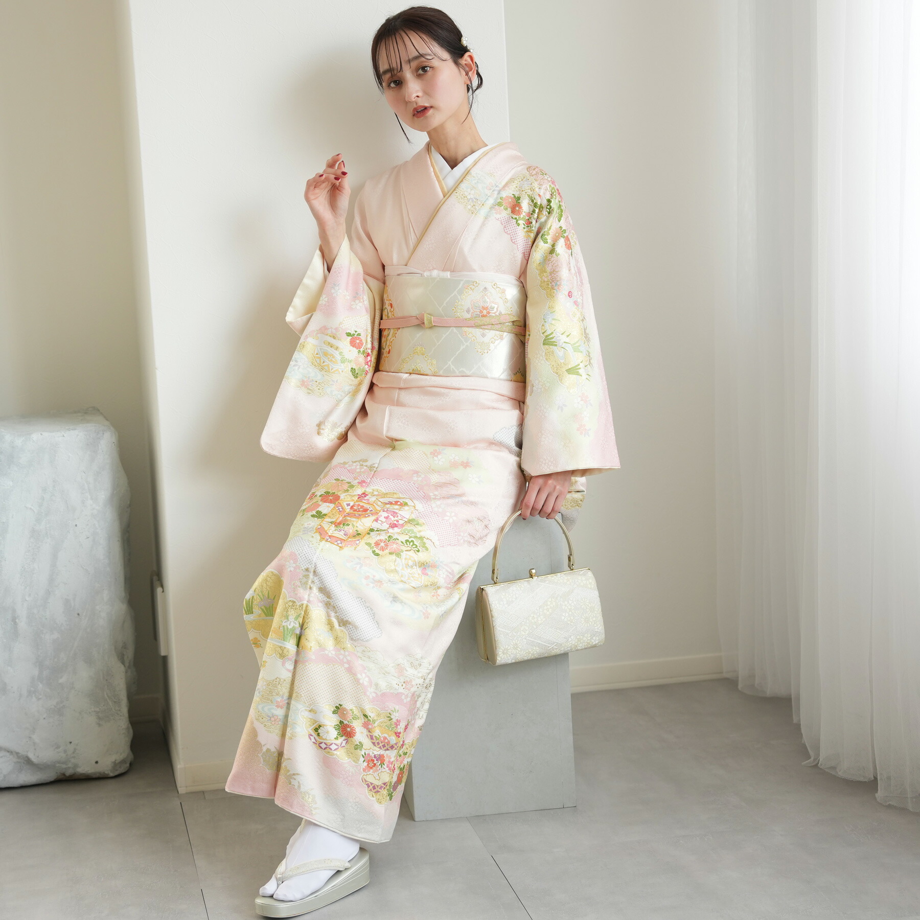 【レンタル】訪問着 レンタル 結婚式 着物レンタル 参列 ゲスト 卒業式 お茶会 食事会 訪問着 入学式 フォーマル お宮参り 七五三 観劇 園遊会 祝賀会 女性 着物 母親 着物＆袋帯 フルセット 安い【訪問着20点セット 正絹 絵羽】新品足袋プレゼント 14,999円