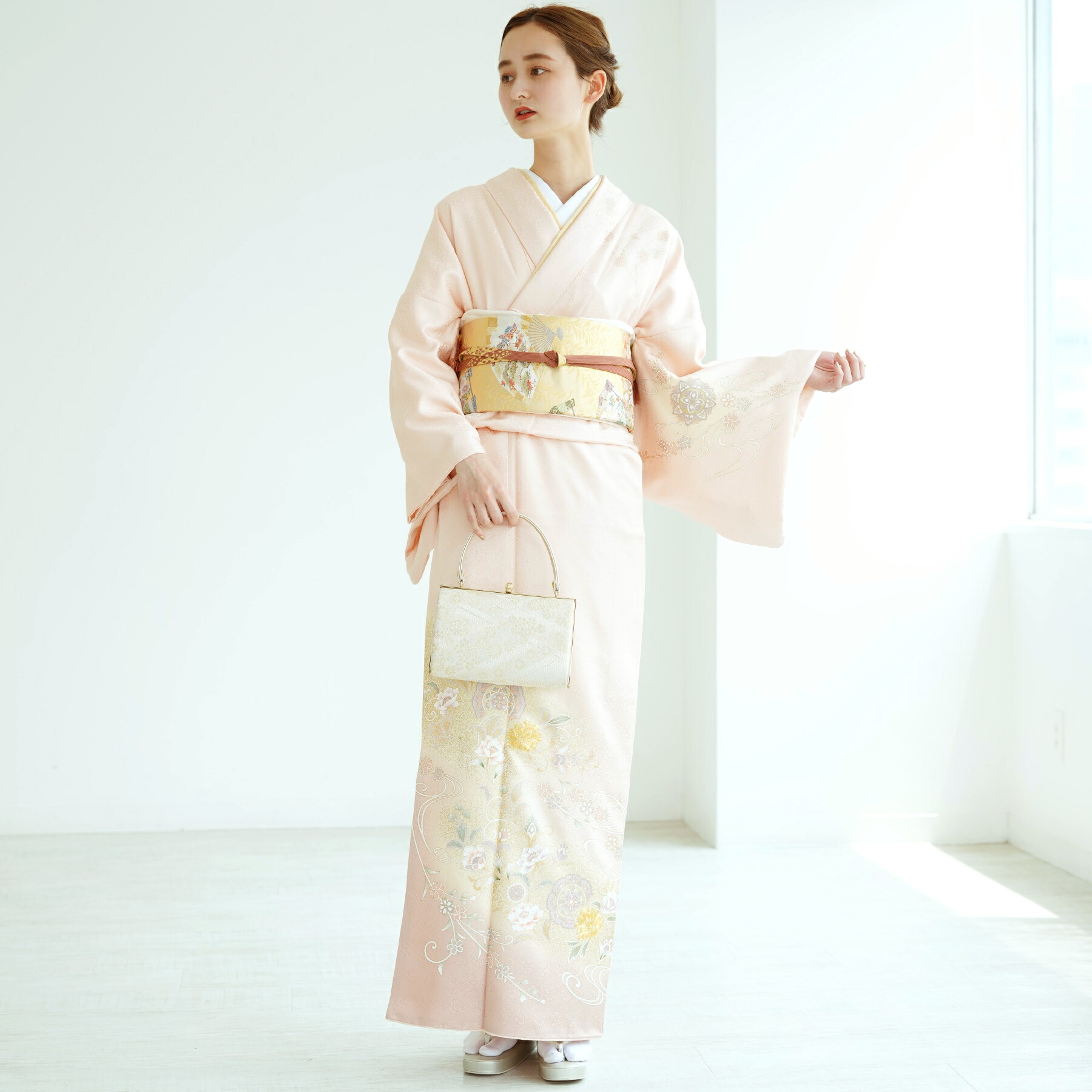 【レンタル】 訪問着 レンタル 結婚式 着物レンタル 20点セット 古典柄 レトロ アンティーク 身長153-168cm フルセット 女性 ピンク系 花 女性 紫 白 ラベンダー フォーマル 桜 唐花 流水 お宮参り 食事会 七五三 パーティー 結婚式 二次会 入学式 卒業式