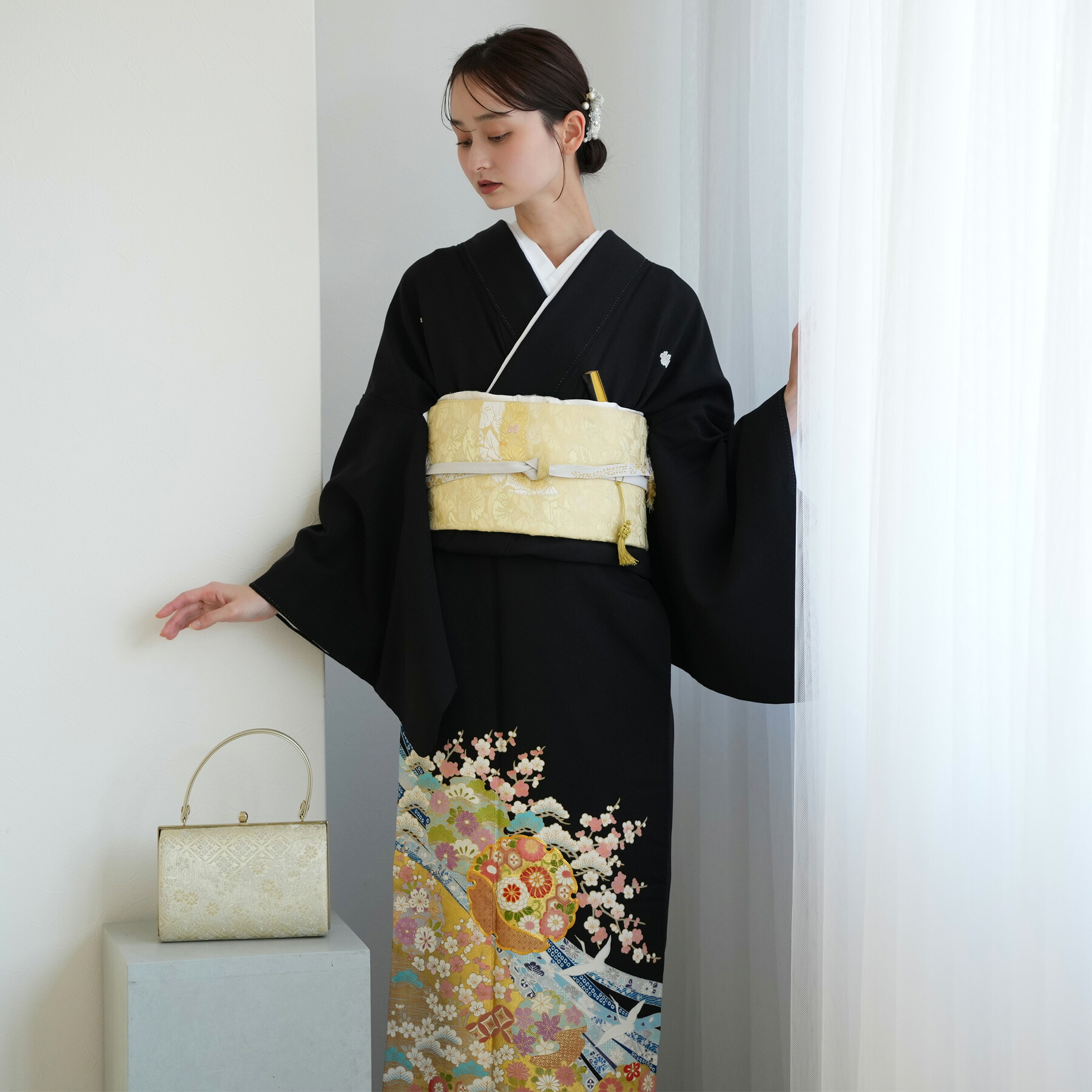 【レンタル】黒留袖 レンタル フルセット 桂由美 KOTOHOGI ことほぎ ブランド 金彩友禅 高級 正絹 結婚式着物 留袖 黒留袖 おすすめ お宮参り 母親 留袖レンタル レンタル着物 セット レンタル留袖 黒留め袖 貸衣装 レンタル衣装 着物セット 梅 雪輪 菊 金