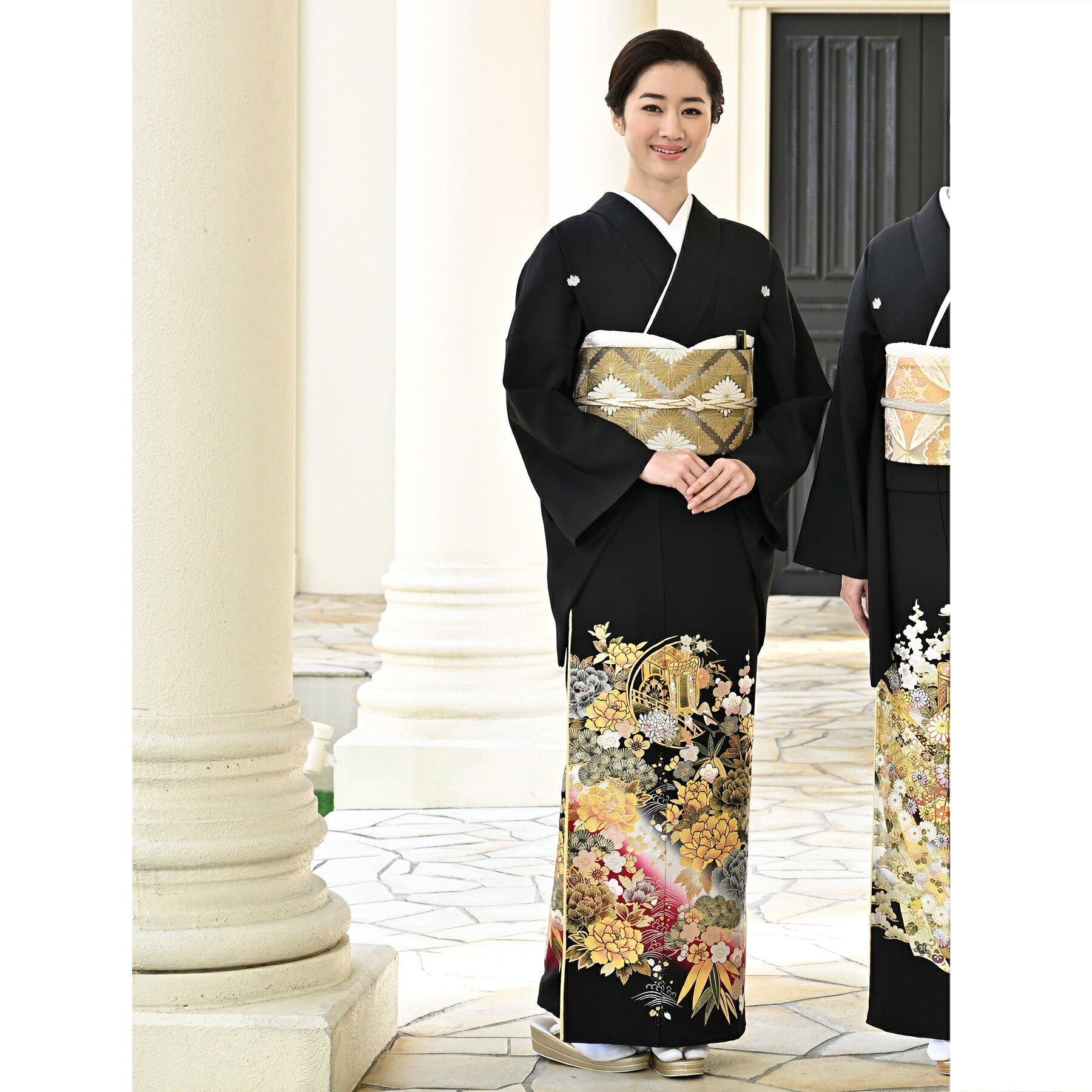 【レンタル】黒留袖 レンタル フルセット 桂由美 ブランド 高級 正絹 結婚式着物 留袖 着物 黒留袖 KOTOHOGI ことほぎ 金彩友禅 母親 親族 第一礼装 フォトウェディング 着物レンタル レンタル着物 貸衣装 レンタル衣装 牡丹 梅 松 金