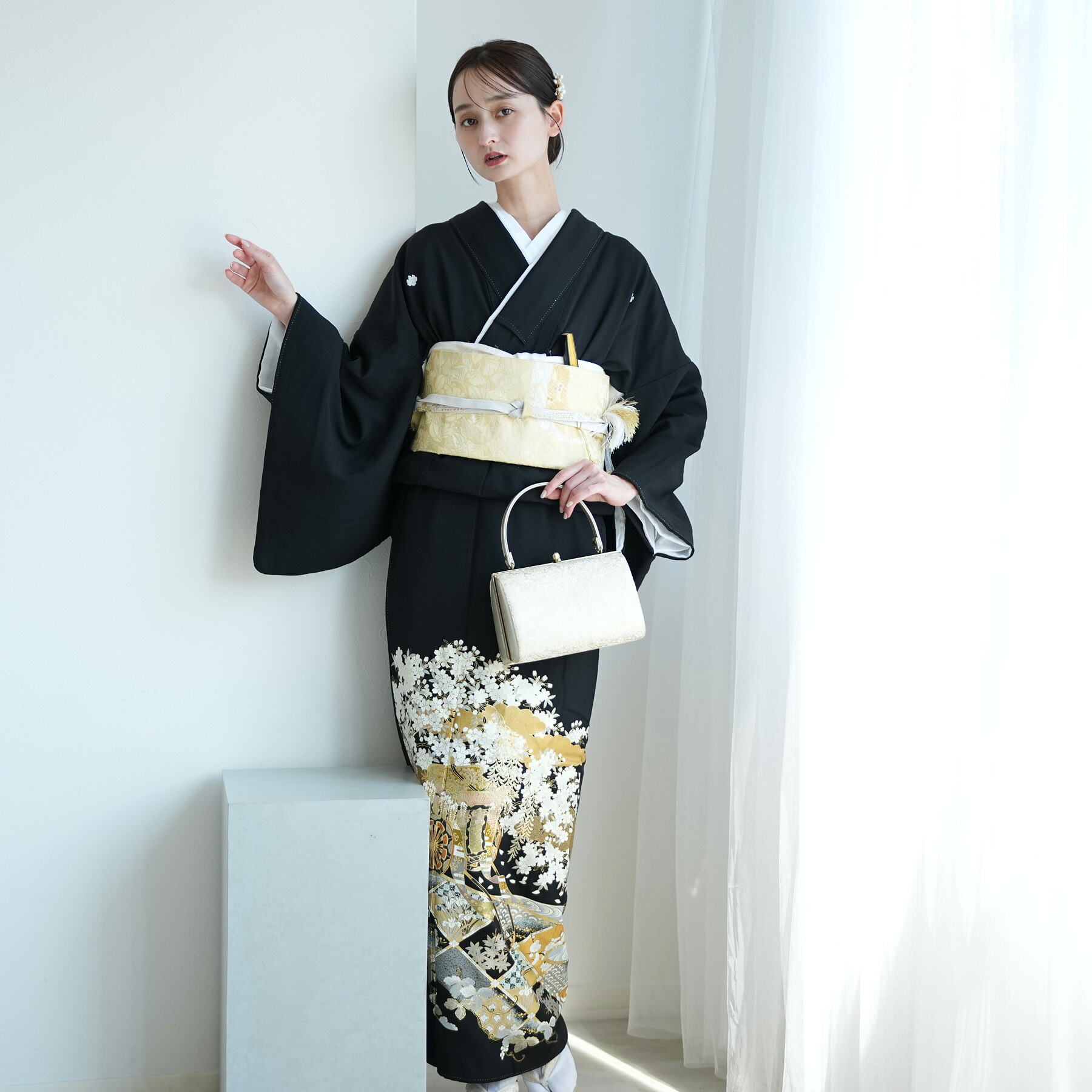 【レンタル】黒留袖 レンタル フルセット 高級 正絹 結婚式着物 留袖 黒留袖 おすすめ お宮参り 母親 留袖レンタル レンタル着物 セット レンタル留袖 黒留め袖 貸衣装 レンタル衣装 着物セット 桜 梅 桔梗 御所車 古典