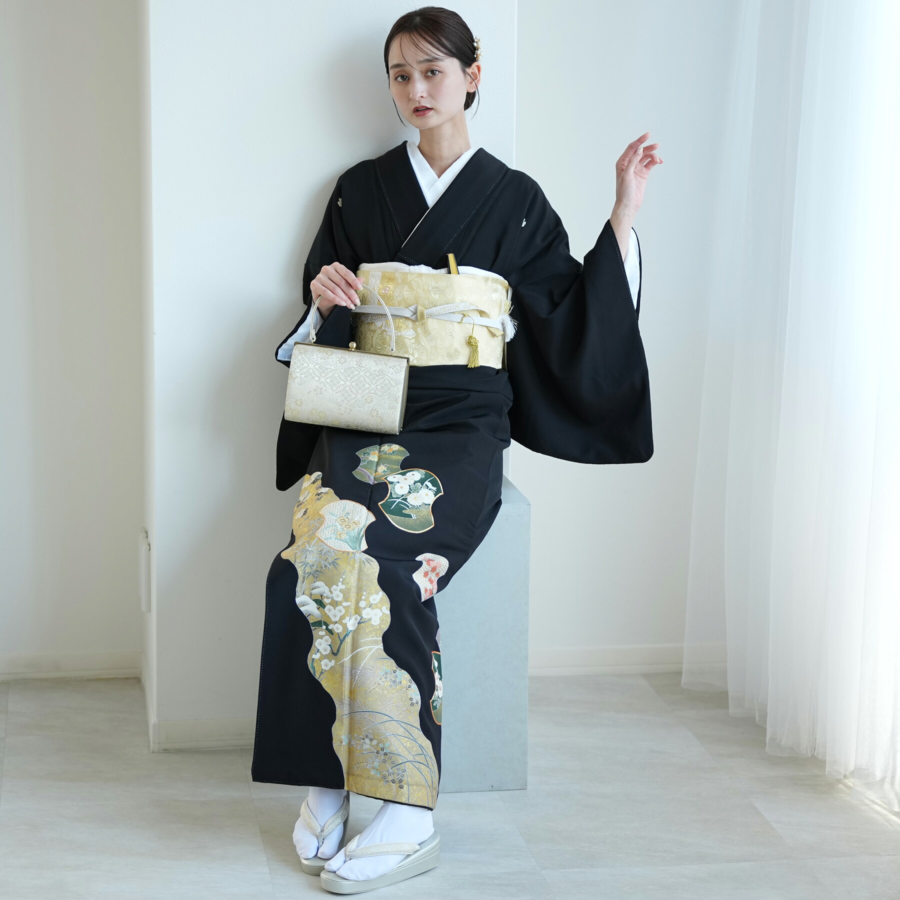 【レンタル】黒留袖 レンタル フルセット 高級 正絹 結婚式着物 留袖 黒留袖 おすすめ お宮参り 母親 留袖レンタル レンタル着物 セット レンタル留袖 黒留め袖 貸衣装 レンタル衣装 着物セット 菊 梅 紅葉 萩 牡丹 古典