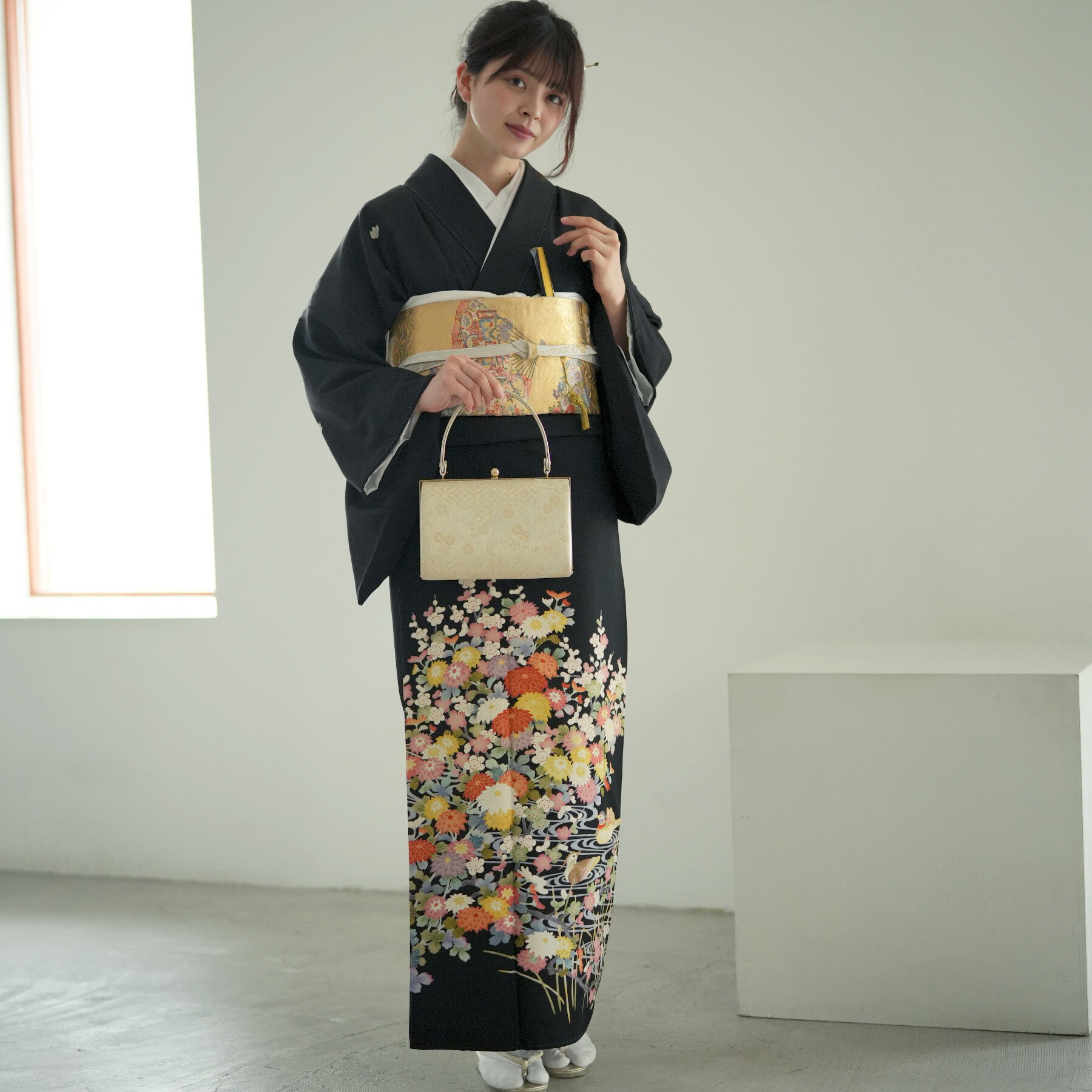【レンタル】黒留袖 レンタル フルセット 高級 正絹 結婚式着物 留袖 黒留袖 おすすめ お宮参り 母親 留袖レンタル レンタル着物 セット レンタル留袖 黒留め袖 貸衣装 レンタル衣装 着物セット 菊 梅 流水 鳥 古典