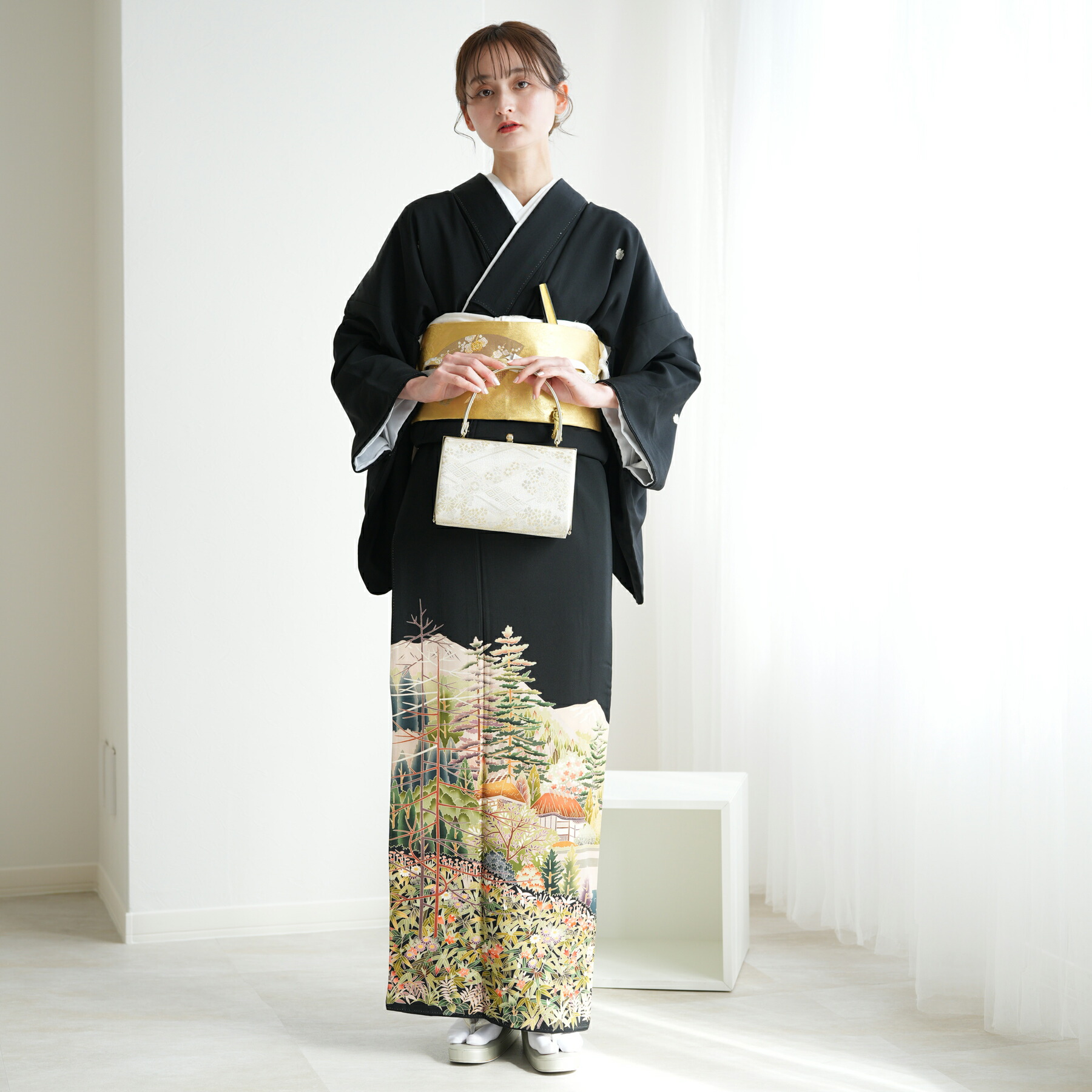 【レンタル】黒留袖 レンタル フルセット 高級 正絹 結婚式着物 留袖 黒留袖 おすすめ お宮参り 母親 留袖レンタル レンタル着物 セット レンタル留袖 黒留め袖 貸衣装 レンタル衣装 着物セット 笹 山 森 古典