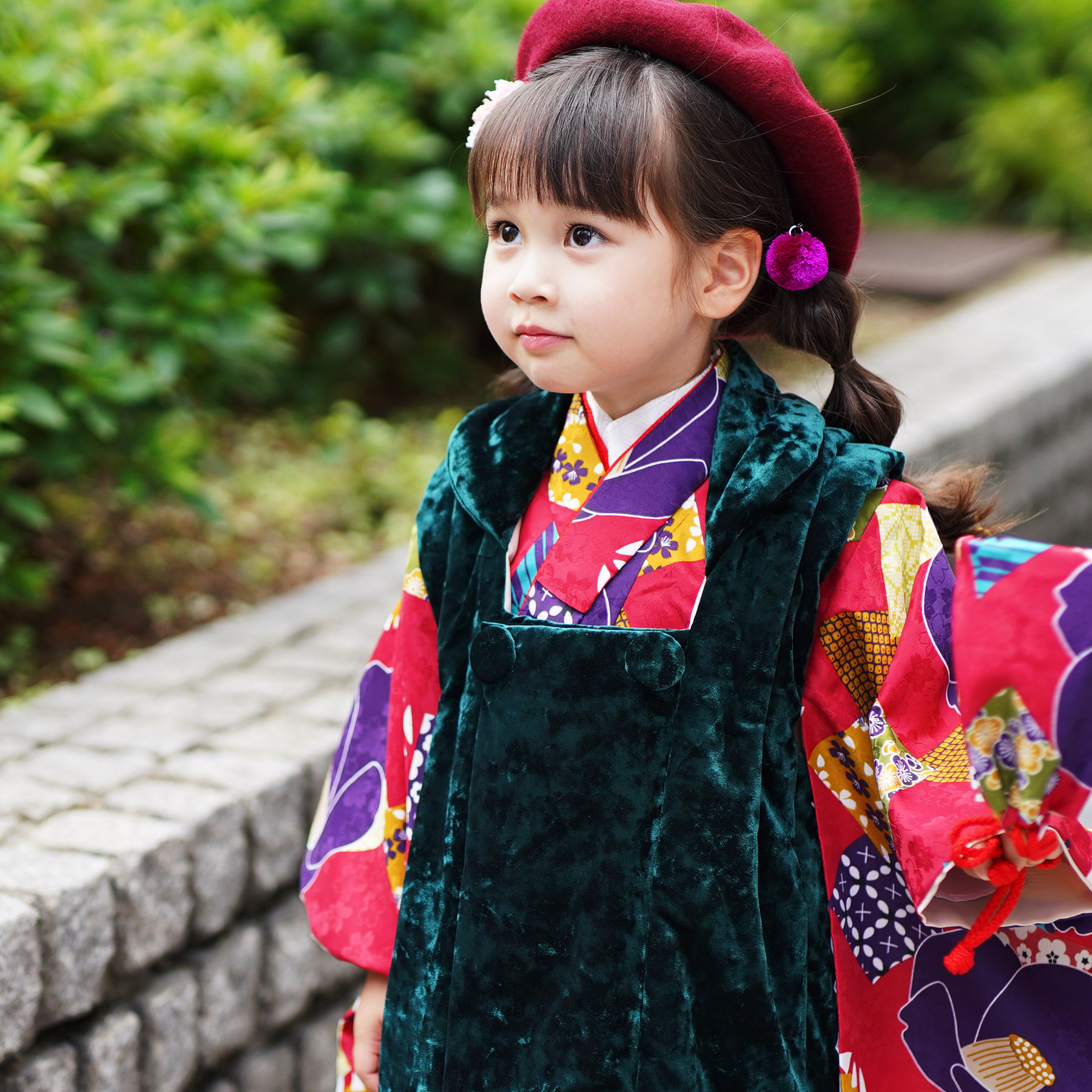 七五三　3歳　アンティーク　ベロア　被布 楽天市場】【レンタル】 七五三 3歳 着物 セット ひよこ商店 七五三 三