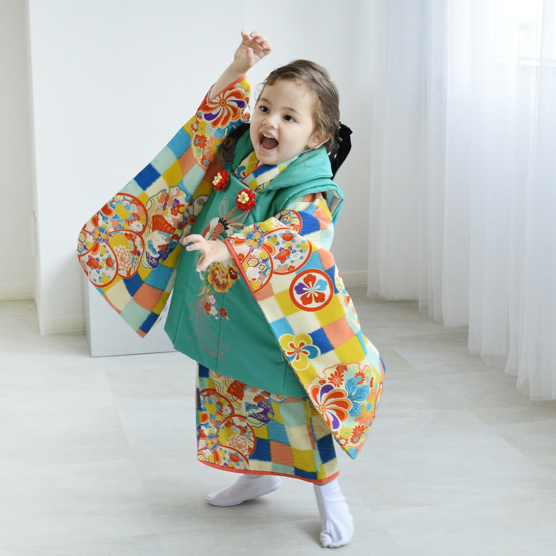 楽天市場】【レンタル】【七五三 着物 被布セット 京舞 雪輪に梅・赤