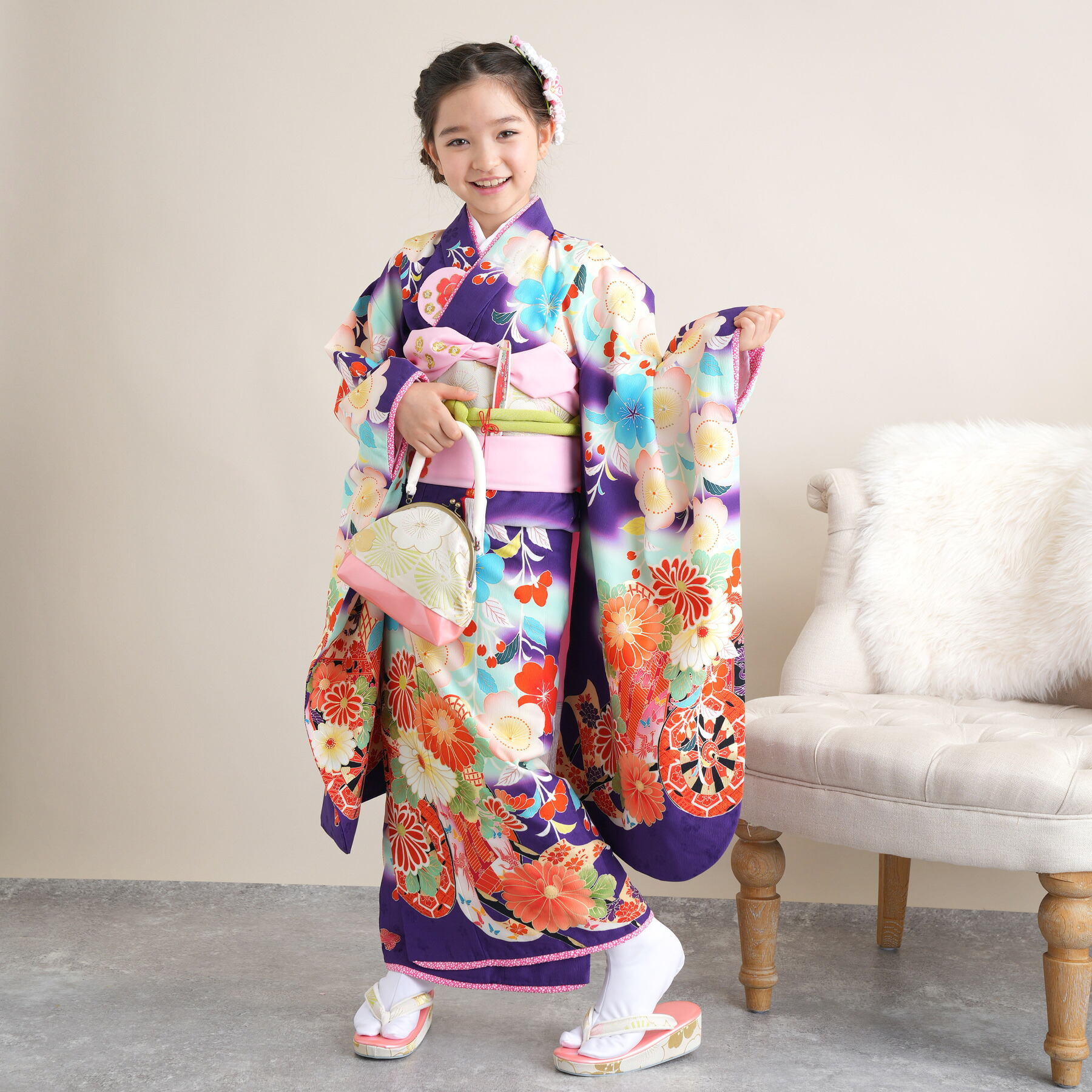 【レンタル】七五三 7歳 着物 セット 乙葉 おとは ブランド 祝着 7歳 お祝い着 着物 七五三 お正月 初詣 雛祭り 七歳 レンタル 女の子 女児 女 四つ身 フルセットレンタル 安い レトロ 大正浪漫 モダン かわいい 新品足袋プレゼント｜ひよこ商店