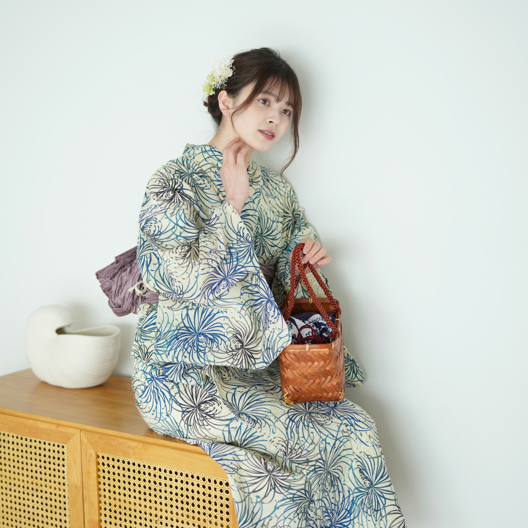 楽天市場】【utatane 綿麻 高級変わり織 浴衣3点セット 先染め