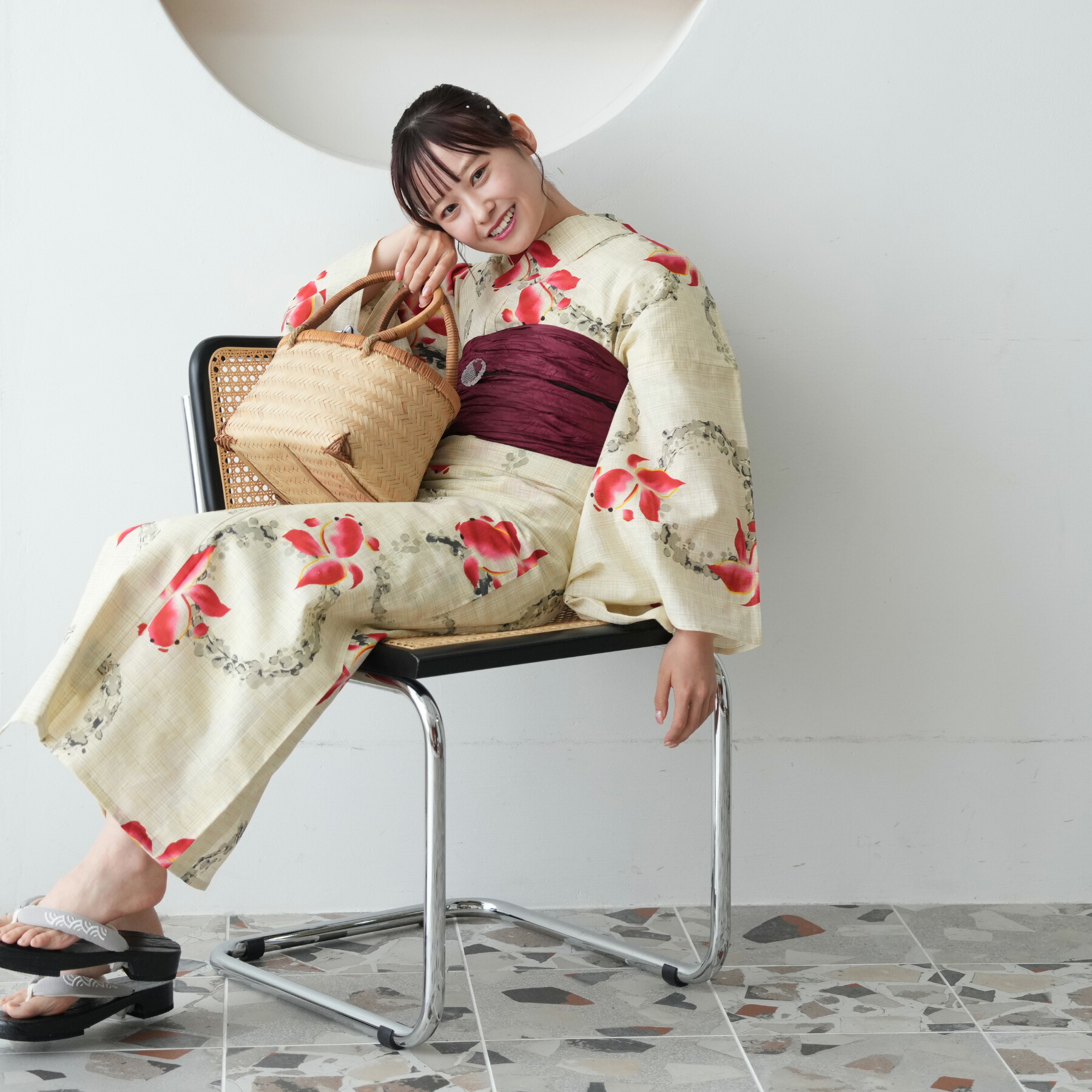 楽天市場】浴衣 セット レディース 浴衣 3点セット（浴衣/帯/下駄）赤