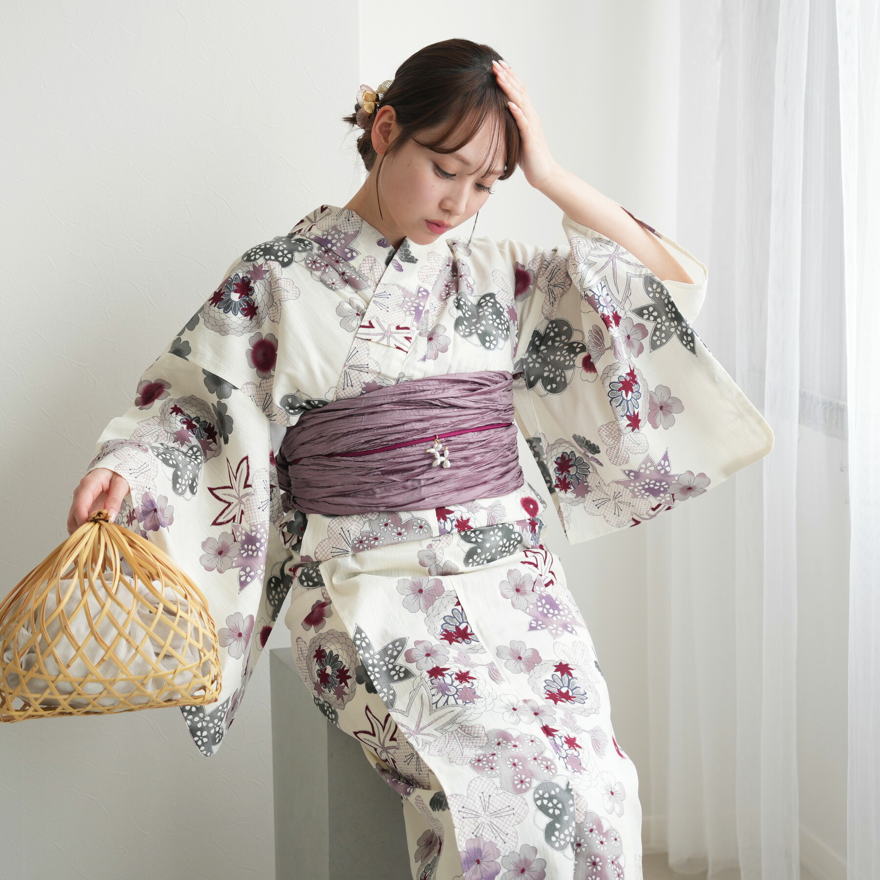 楽天市場】【utatane 綿麻 高級変わり織 浴衣3点セット 先染め