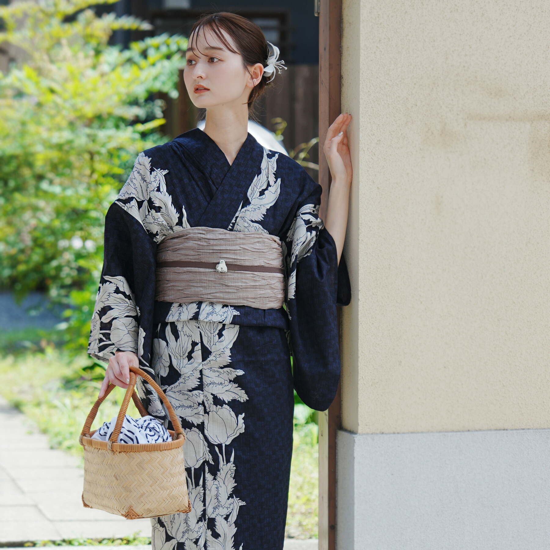 浴衣3点セット（浴衣/帯/下駄） utatane ゆかた 3L ゆったり