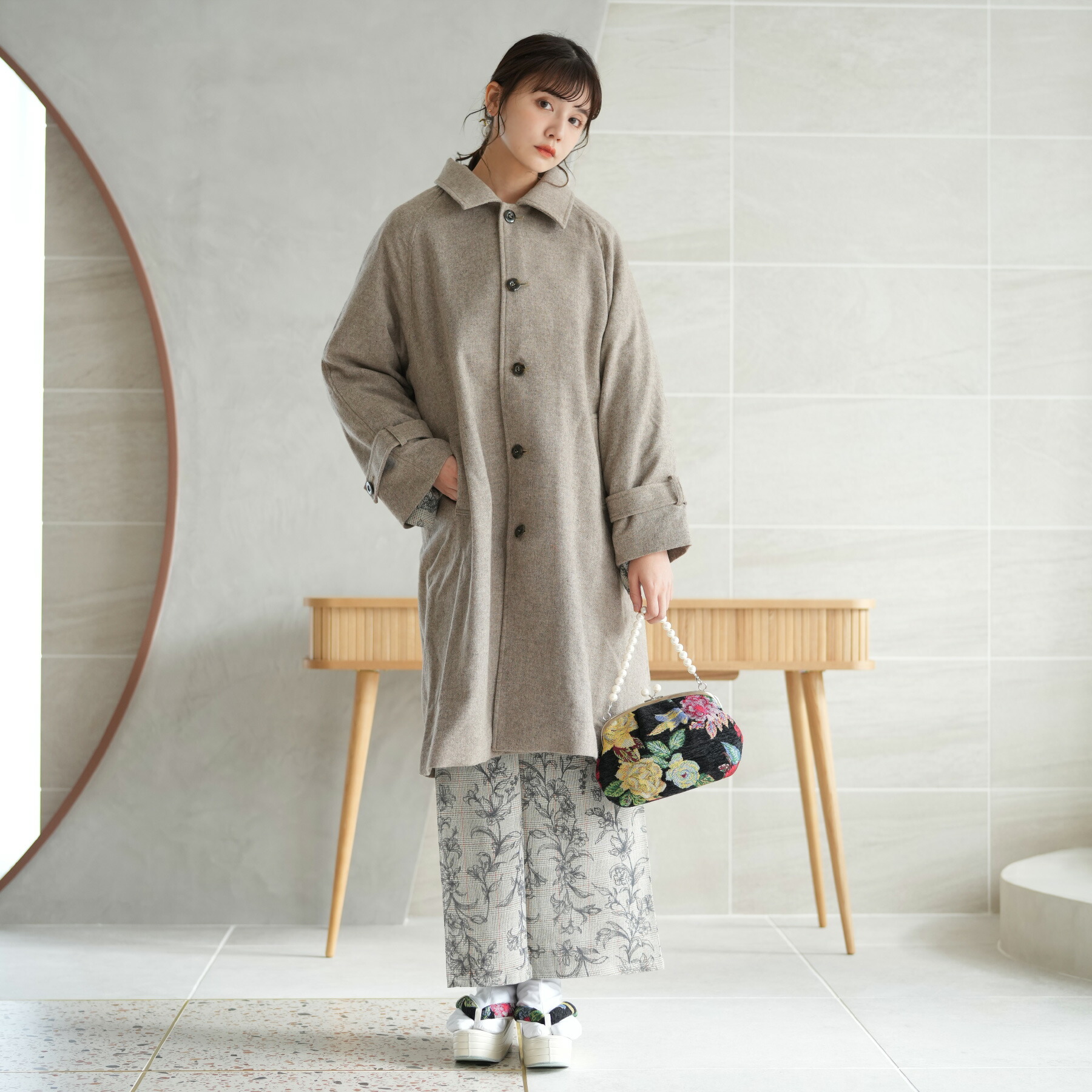楽天市場】村田倫子ちゃん着用【utatane ウール混 ステンカラー