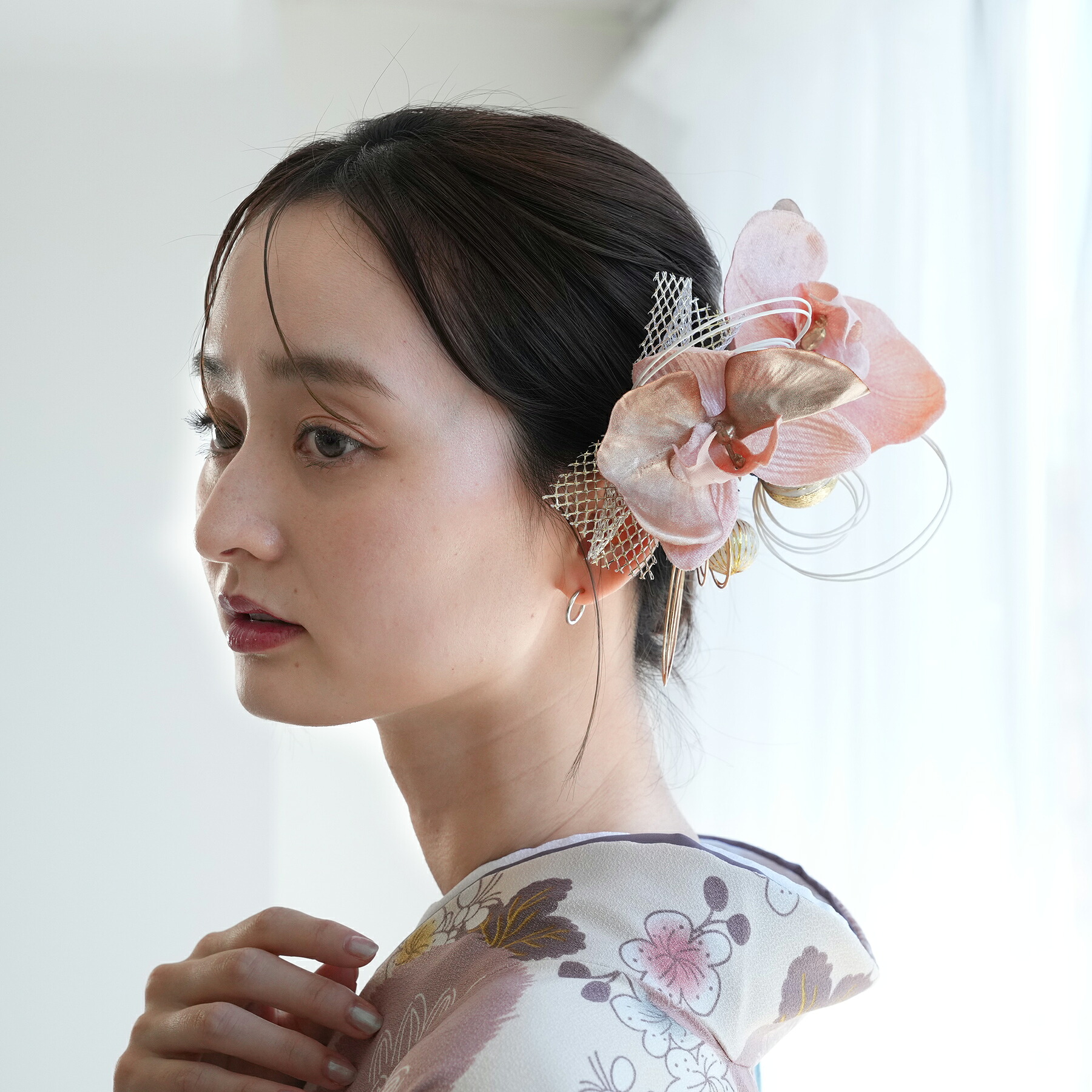 髪飾り ヘアアクセサリー 成人式 振袖 卒業式 袴 日本製 ピンク 花 蘭 水引 ヴェール 鞠 ビッグ Ｕピン 4点セット 着物 和装 浴衣 ニュアンスカラー 浴衣ヘア ヘアアレンジ 7,420円