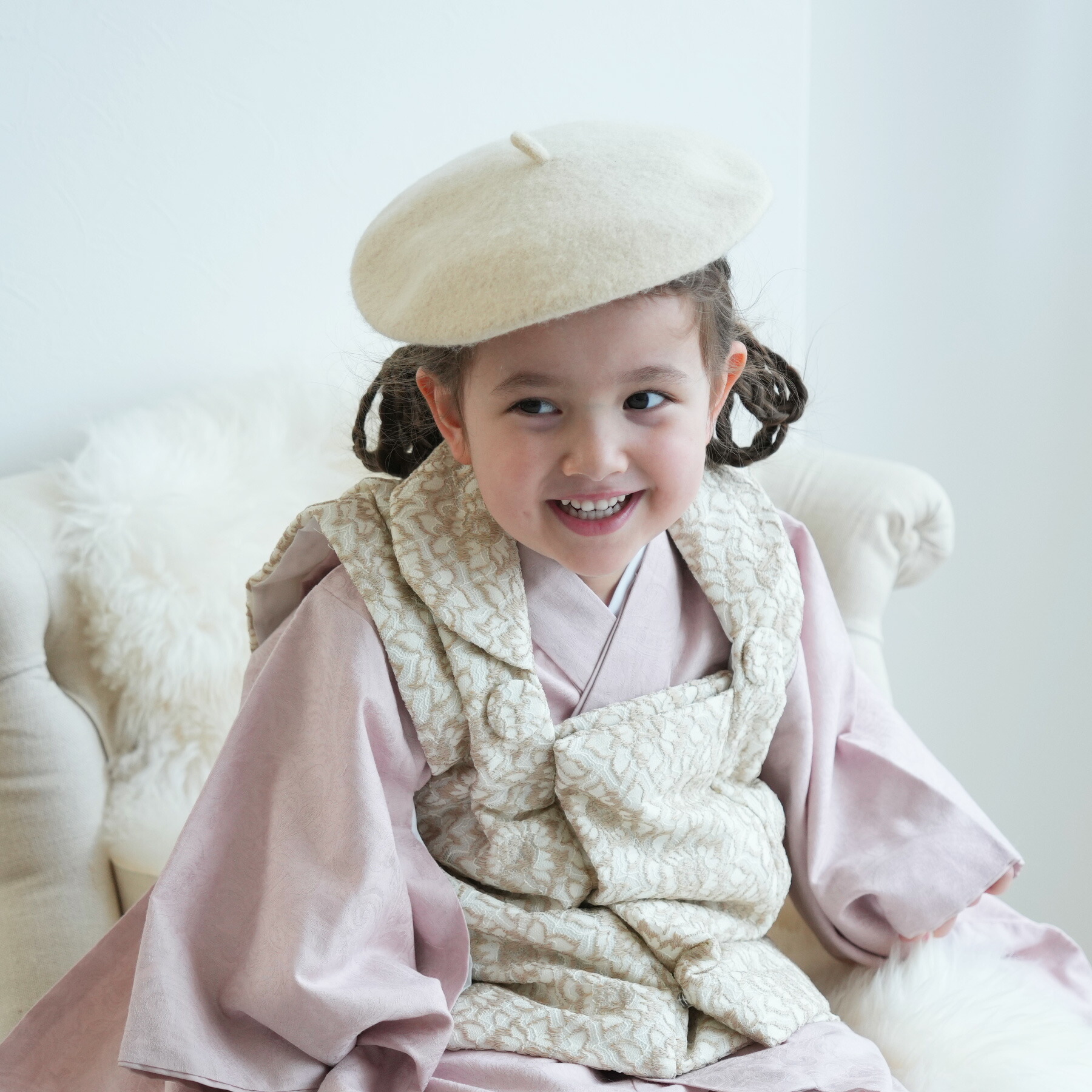 アンティークレトロ♡ベレー帽付き　七五三　3歳　ベルベット　ベロア 楽天市場】【ひよこ商店 kids 七五三 着物 3歳 女の子 ベレー帽つき