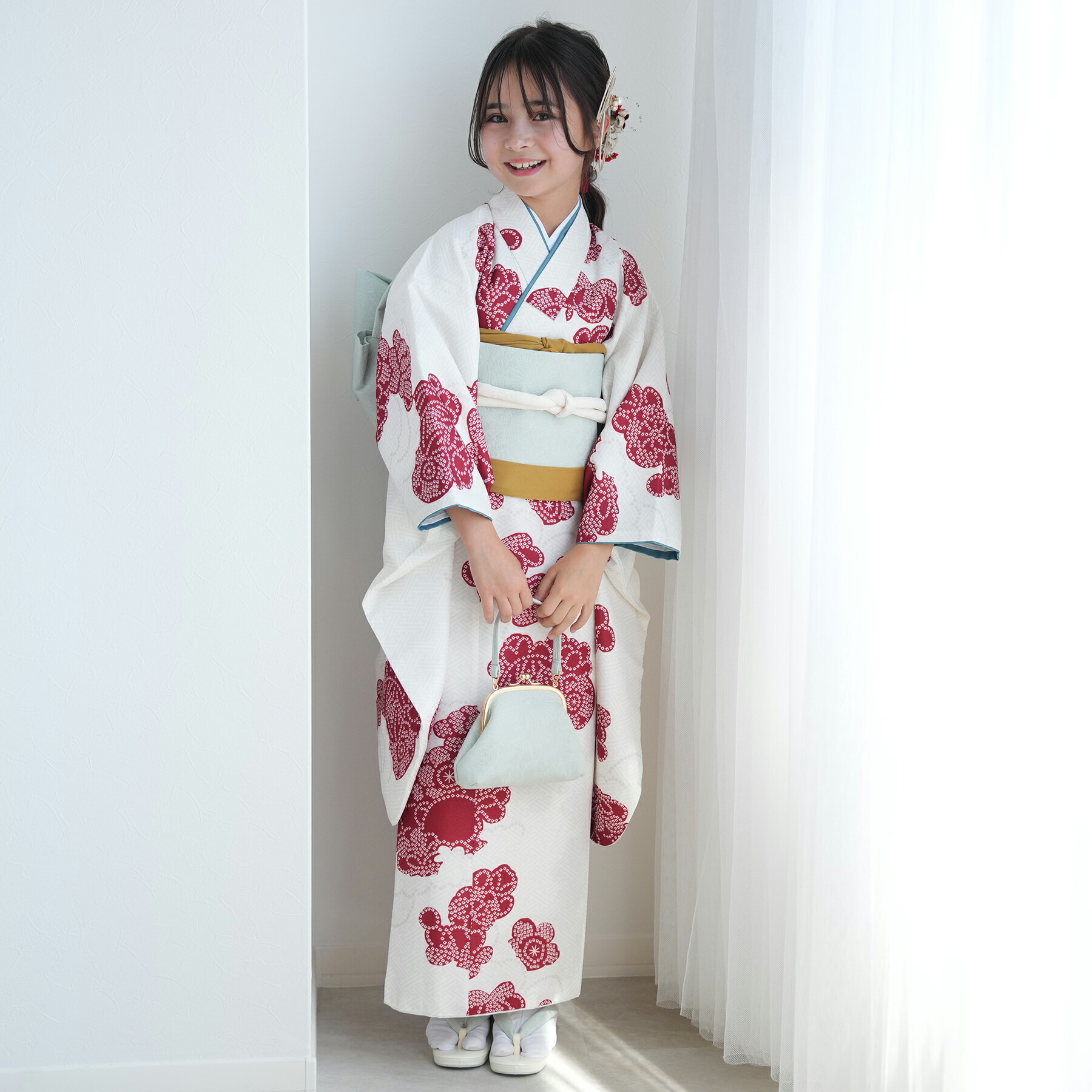 美品　ジュニア　ハーフ成人式　正絹　晴れ着　お着物セット 美品 ジュニア ハーフ成人式 正絹 晴れ着 お着物セット