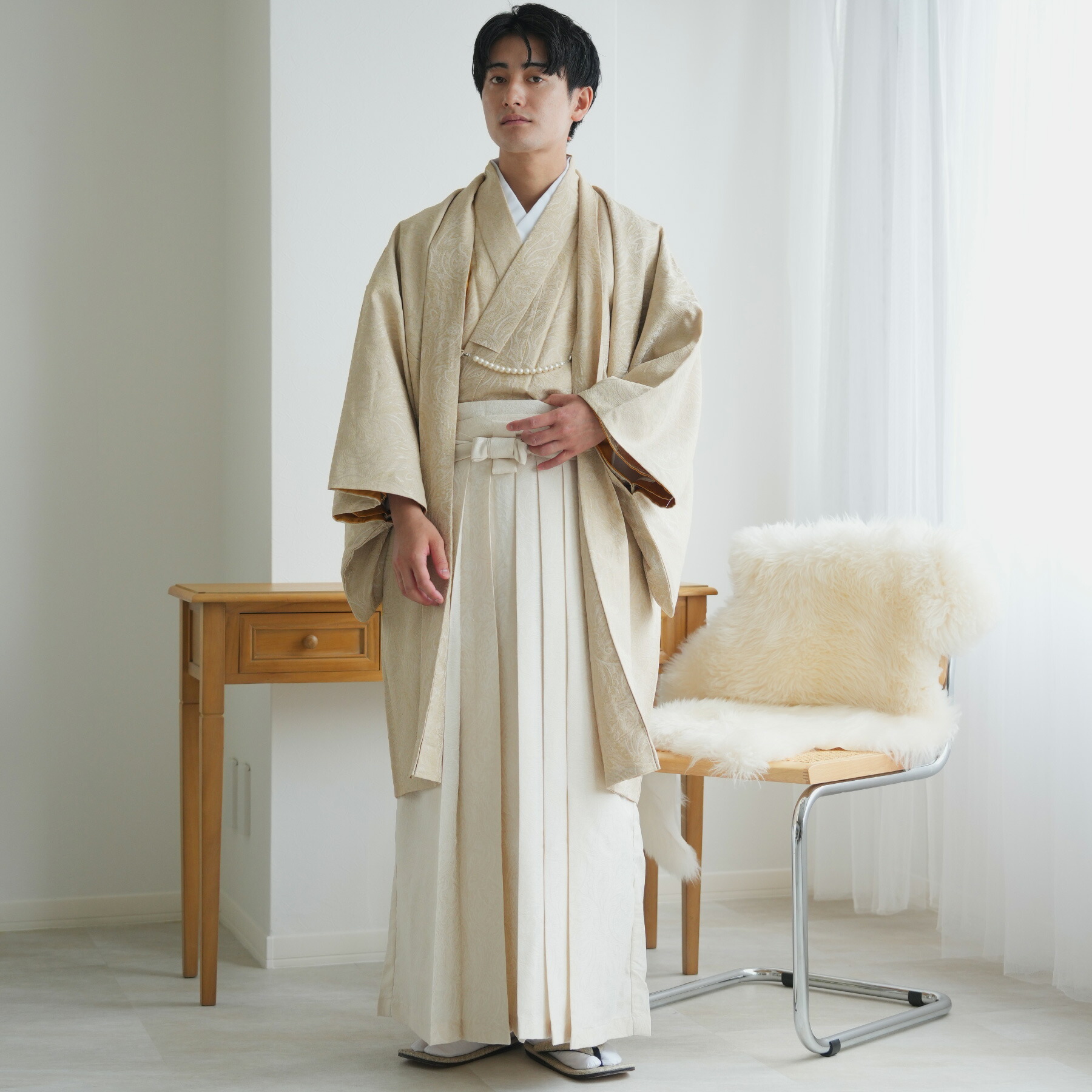 着物風 羽織 ホワイト 着物風 羽織 ホワイト