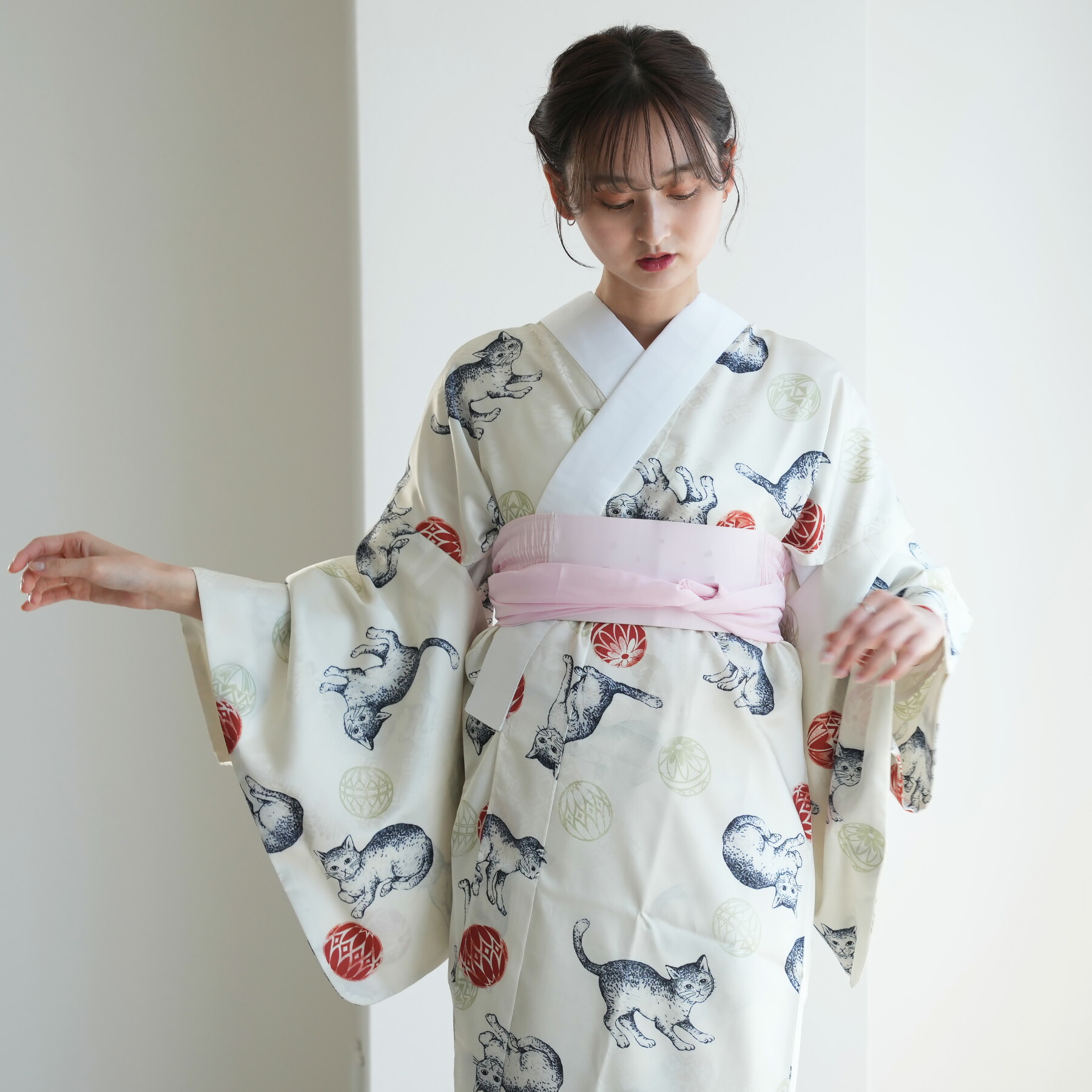 jzoo 様の❣️元祖ねここの和装肌着　コットン肌襦袢　Mサイズ　サラリとした縮み 日本製 レディース 八重の下着本舗 綿100％さらし天竺 半衿なし