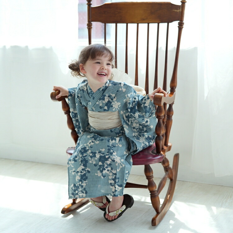 市場 15 Off セット 1 130 花柄 100 子供 下駄 女の子 浴衣 帯 Utatane 子ども 適応身長95 135cm 100 130cm 国内染色 青系 3点 110 ゆかた