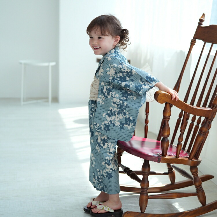 市場 15 Off セット 1 130 花柄 100 子供 下駄 女の子 浴衣 帯 Utatane 子ども 適応身長95 135cm 100 130cm 国内染色 青系 3点 110 ゆかた