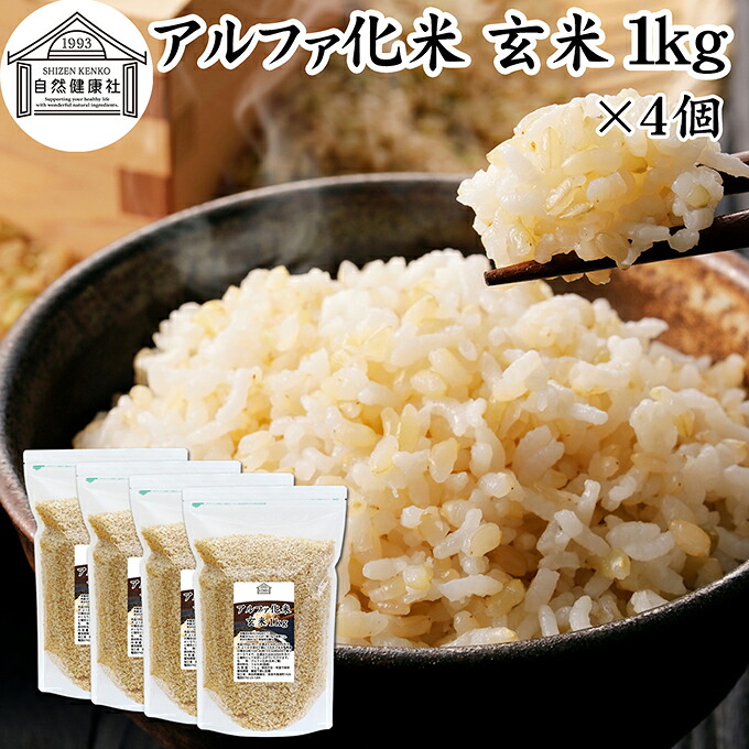 アルファ化米 玄米 1kg×4個 1,000g アルファ米 玄米ご飯 賞味期限 5年間 業務用 非常食 保存食 α化米 防災 用品 備蓄 食品 便利 インスタント 水で戻せる アルファー米 非常用 アレンジ 国産 国産米 100% 保存料 無添加 大容量 簡単 かんたん 手軽 常温保存 長期保存