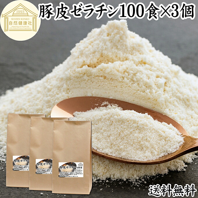 豚皮 ゼラチン 100食×3個 ゼラチン パウダー 粉末 顆粒 100％ 豚皮 由来 粉ゼラチン 分包 10g 小分け 包装 個包装 保存料 無添加 ゼラチンサプリメント 無着色 無香料 国産 プロ愛用 家庭用 業務用 マルチタイプ 水溶性 美容 サプリ メント お菓子 作り 製菓 材料 凝固剤