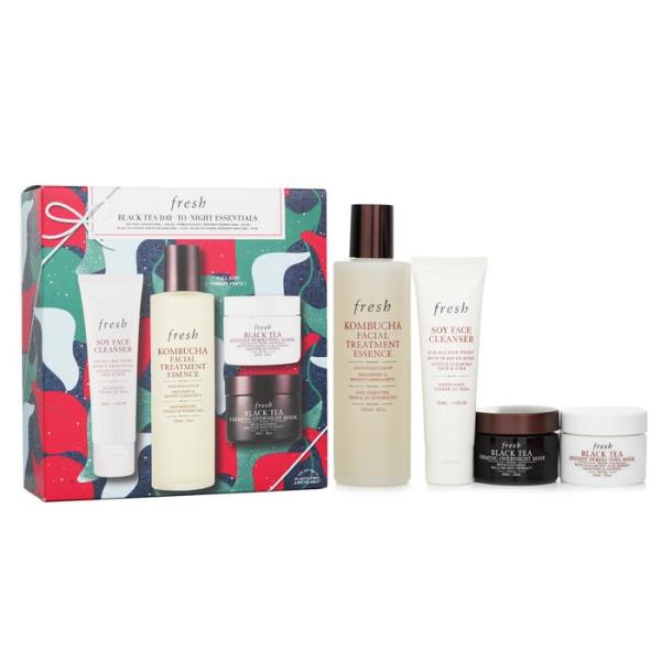 【貨物輸送無料】生新しい black tea set: soy face r+kombucha f.t. essence+instant perfecting mask+firming overnight mask 4pcs【外国で直送】