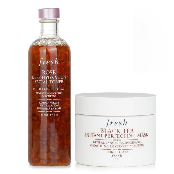 【貨物輸送無料】 生新しい fresh black tea instant perfecting mask + rose deep hydration facial toner 2pcs 【外国で直送】