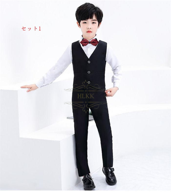 市場 子供スーツ 舞台衣装 子供服 スーツ セットアップ 3点セット おしゃれ スーツセット フォーマルスーツ 男の子 大きいザイズ キッズスーツ