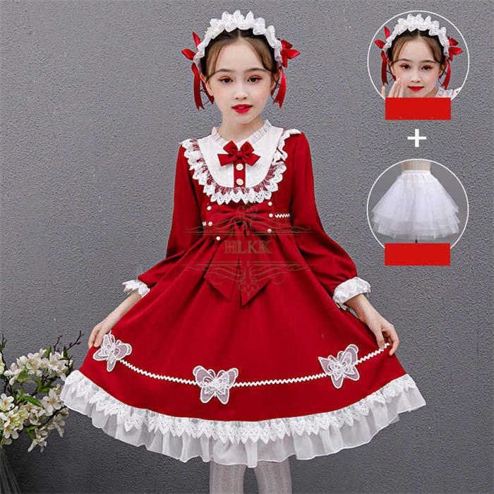 楽天市場 ワンピース 子供 ロリータ キッズ 長袖 ロリータ服 洋服 秋冬 コスプレ コスチューム 女の子 ドレス ゴスロリ ゆめかわいい クリスマス Hlカンパニー
