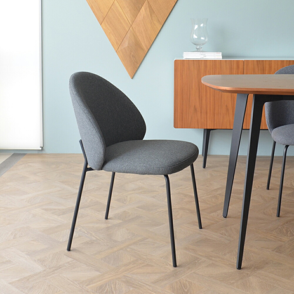 エプレ チェア Aple Chair ファブリック 布製 ダークグレー スチール脚 | オフィス ダイニング カフェ ミーティング リフレッシュ チェア ファブリック 椅子 イス おしゃれ シンプル｜Ｈ＋ｍＦｕｒｎｉｔｕｒｅ