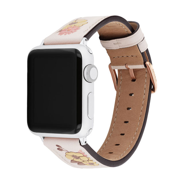 21新入荷 コーチ38mm 40mm アップルウォッチ用 替えベルト Rg チョーク レザー ストラップ フローラル プリント アップルウォッチ レディース 革ベルト 女性 彼女 恋人 妻 フラワー 花柄 Fucoa Cl