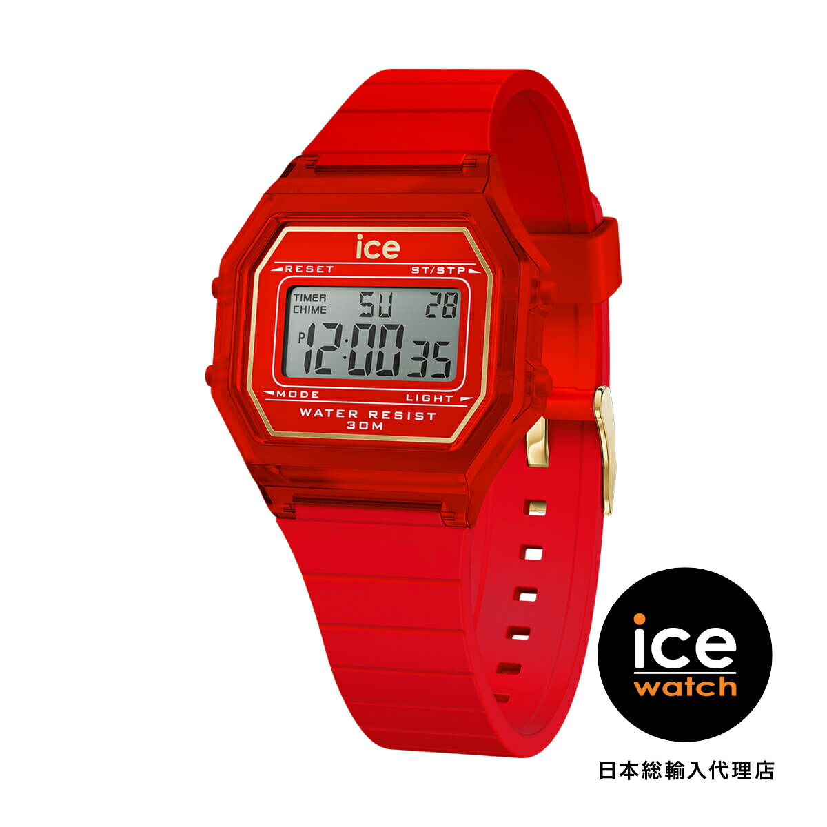 アイスウォッチ ICE-WATCH 日本公式ショップ 腕時計 ICE digit retro - レッドパッション - Clear - Small