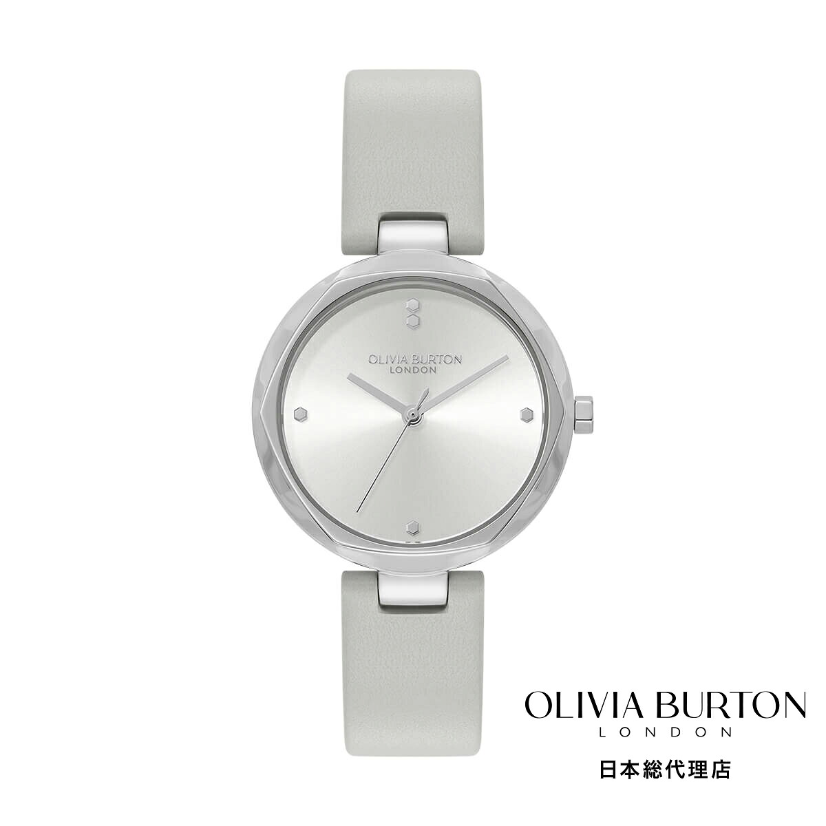 OLIVIA BURTON / オリビア・バートン クラシック - 32mm ディメンション シルバー ホワイト サンレイ アールグレイ レザー｜H&deg;M&rsquo;S&rdquo; WatchStore 16,632円