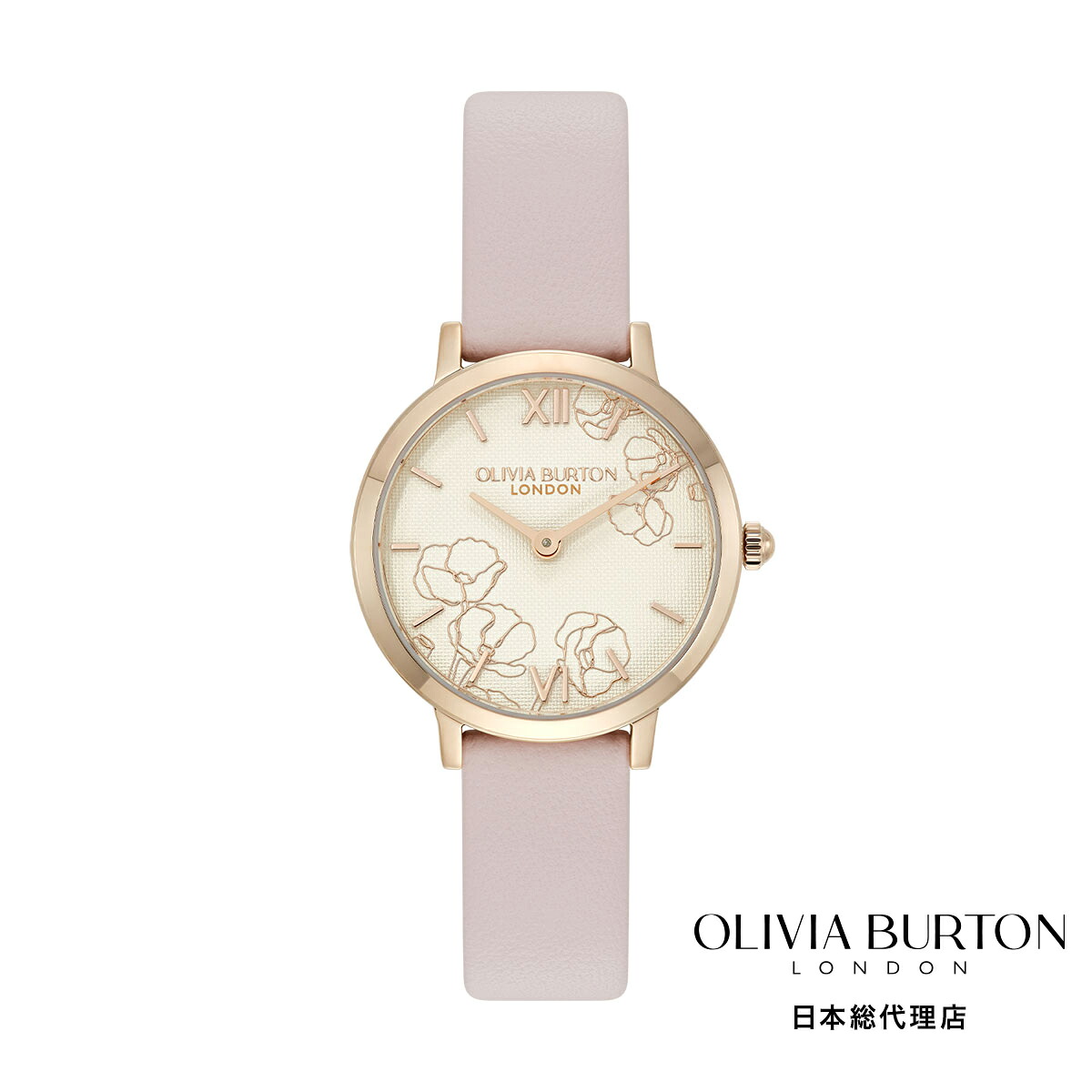 OLIVIA BURTON / オリビア・バートン シグネチャー 28mm アブストラクト フローラル プリムローズレザー