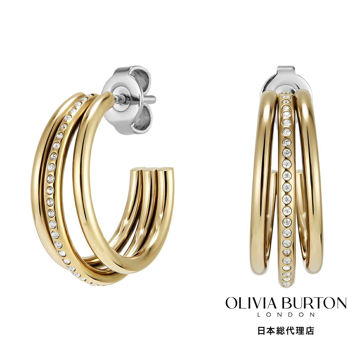 OLIVIA BURTON / オリビア・バートン トレンド - エバー スタックト クロー ゴールド フープ ピアス