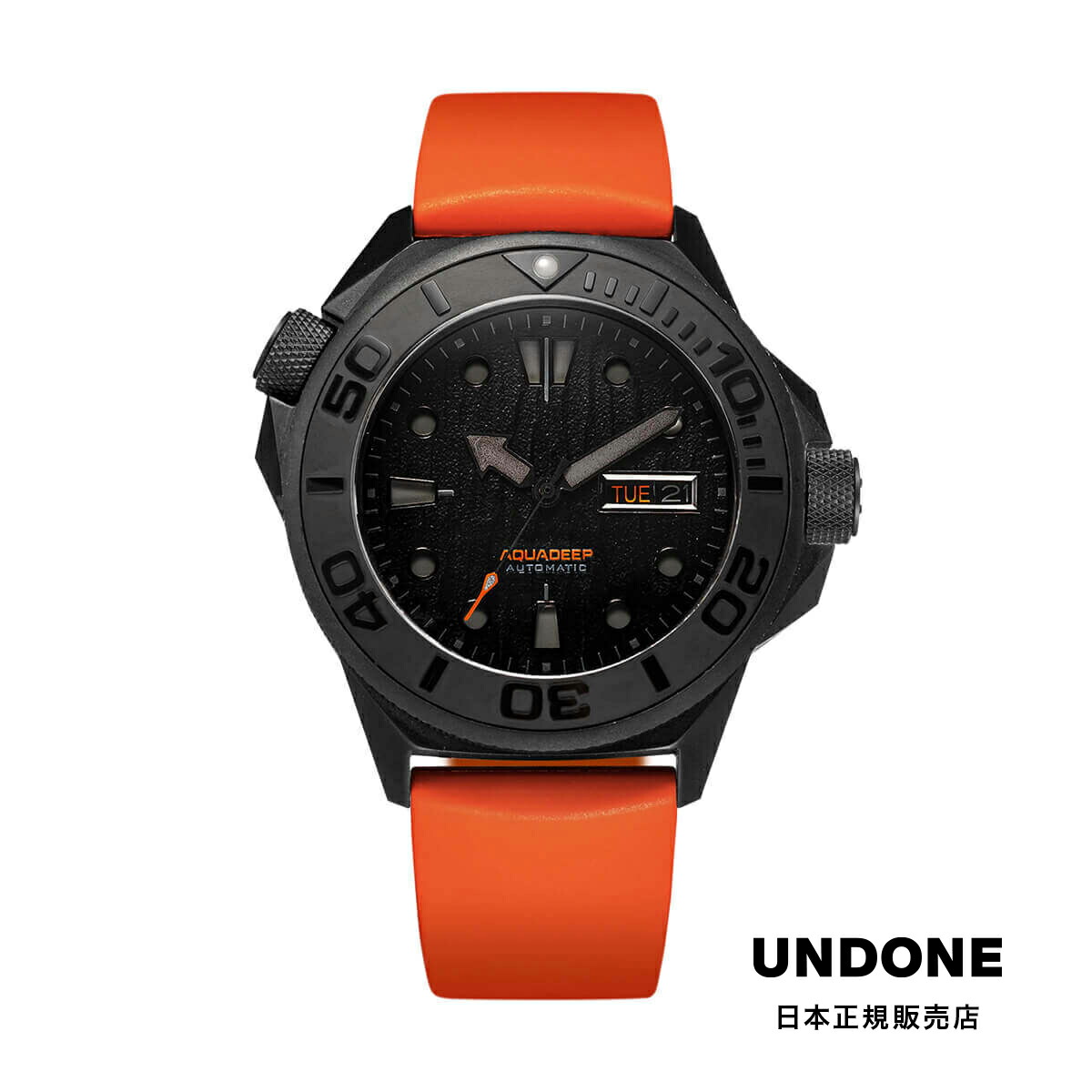 時計 AQUADEEP SIGNAL ORANGE 驚きの500m防水！】UNDONE『アクアディープ』軽量チタン