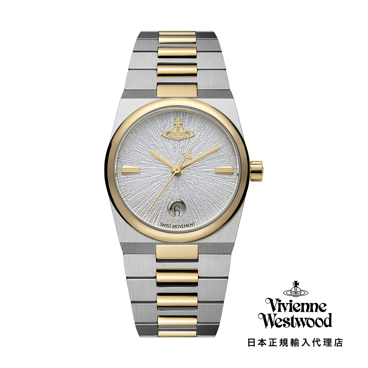 Vivienne Westwood / ヴィヴィアンウエストウッド ホクストン - レディース シルバー ホワイト ダイヤル & シルバー ゴールド ブレスレット
