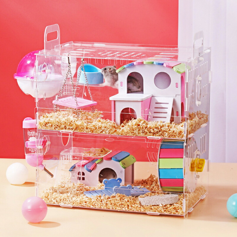 【新品】ペットケージ Mサイズ ハムスター小屋 60×30×30cm 天然無垢材 Mサイズ(幅60cm) ペットケージ【組立カンタン】小動物/爬虫類用
