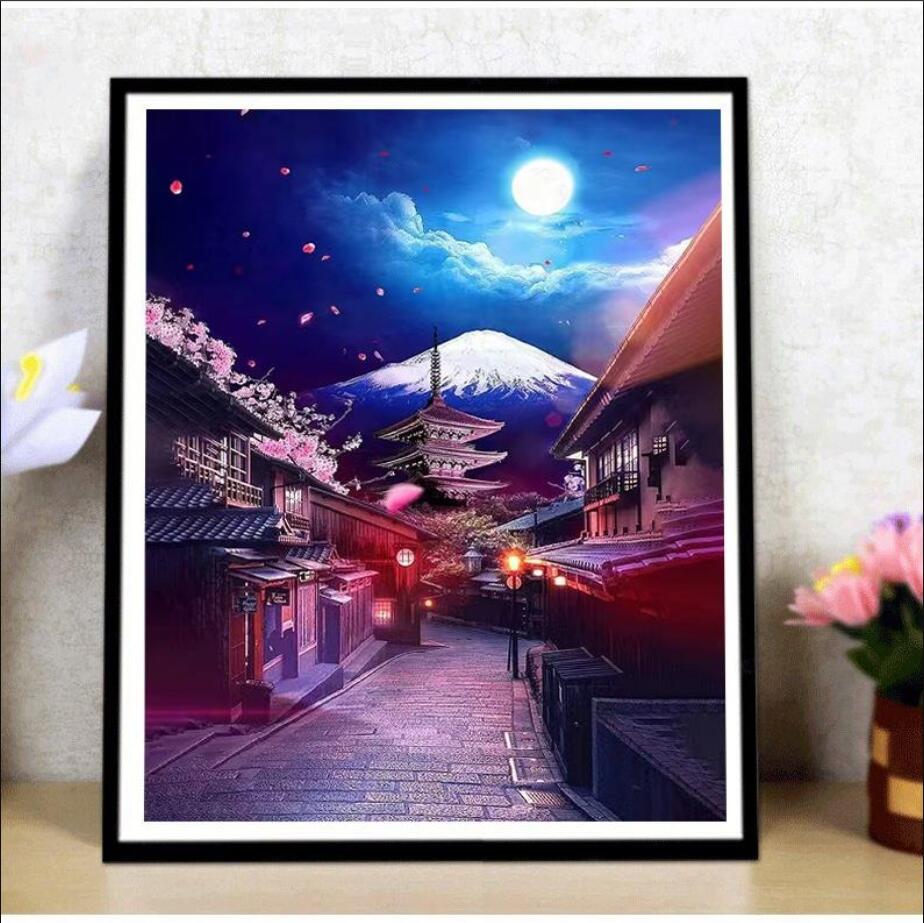 【楽天市場】5D ダイヤモンドアート キット 富士山 五重塔 寺 小江戸 桜 風景 月 夜空 DIY ビーズ絵画キット 図案 初心者 中級者