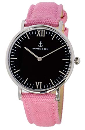 キャプテン&サン KAPTEN&SON 36mm ブラック/ピンクキャンバス レディース 腕時計 SV-KS36BKPC｜ハピネスセレクトショップ