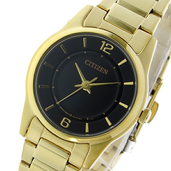 シチズン CITIZEN クオーツ レディース 腕時計 ER0182-59E ブラック/ゴールド