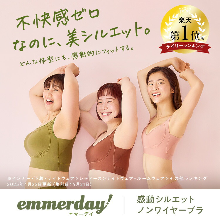 ⭐︎emmerday!ブラウン ブラジャー LLサイズ 公式 【2枚セット】 emmerday! エマーデイ 感動シルエット ノン