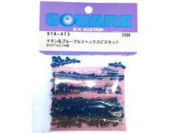 チタン&ブルーアルミヘックスビスセット(タミヤ TA07R用) [STA-473](JAN：4543880516958)