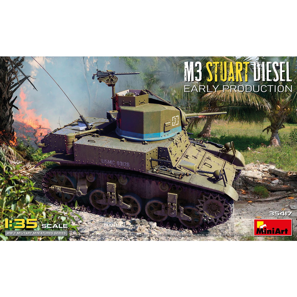 ミニアート 1/35 WW.II アメリカ軍 M3スチュアート ディーゼルエンジン搭載 初期生産型 プラモデル MA35417