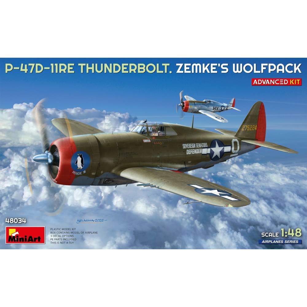 ミニアート 1/48 WW.II P-47D-11REサンダーボルト レザーバック ゼムケズ・ウルフパック アドバンスドキット プラモデル MA48034