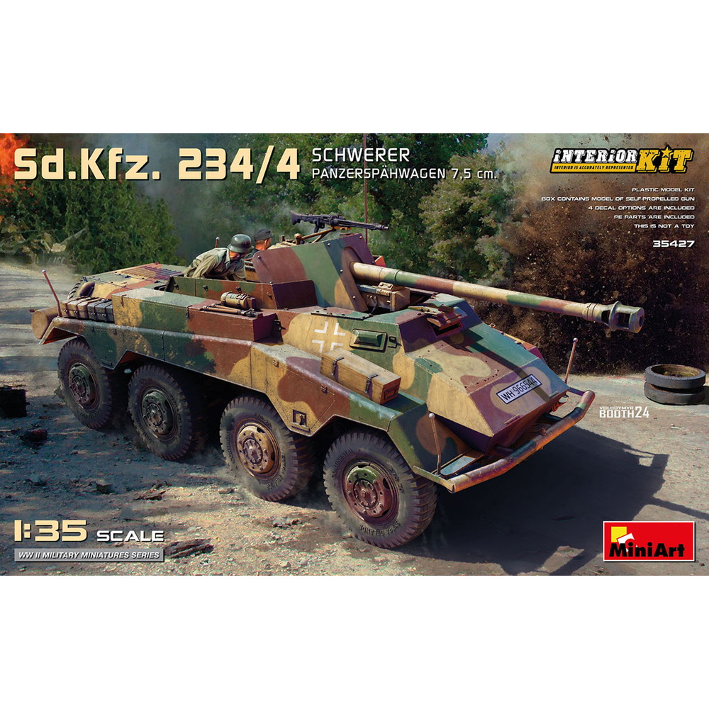 ミニアート インテリアキットシリーズ 1/35 WW.II ドイツ軍 Sd.Kfz.234/4 パックワーゲン 8輪対戦車自走砲 フルインテリア仕様 MA35427