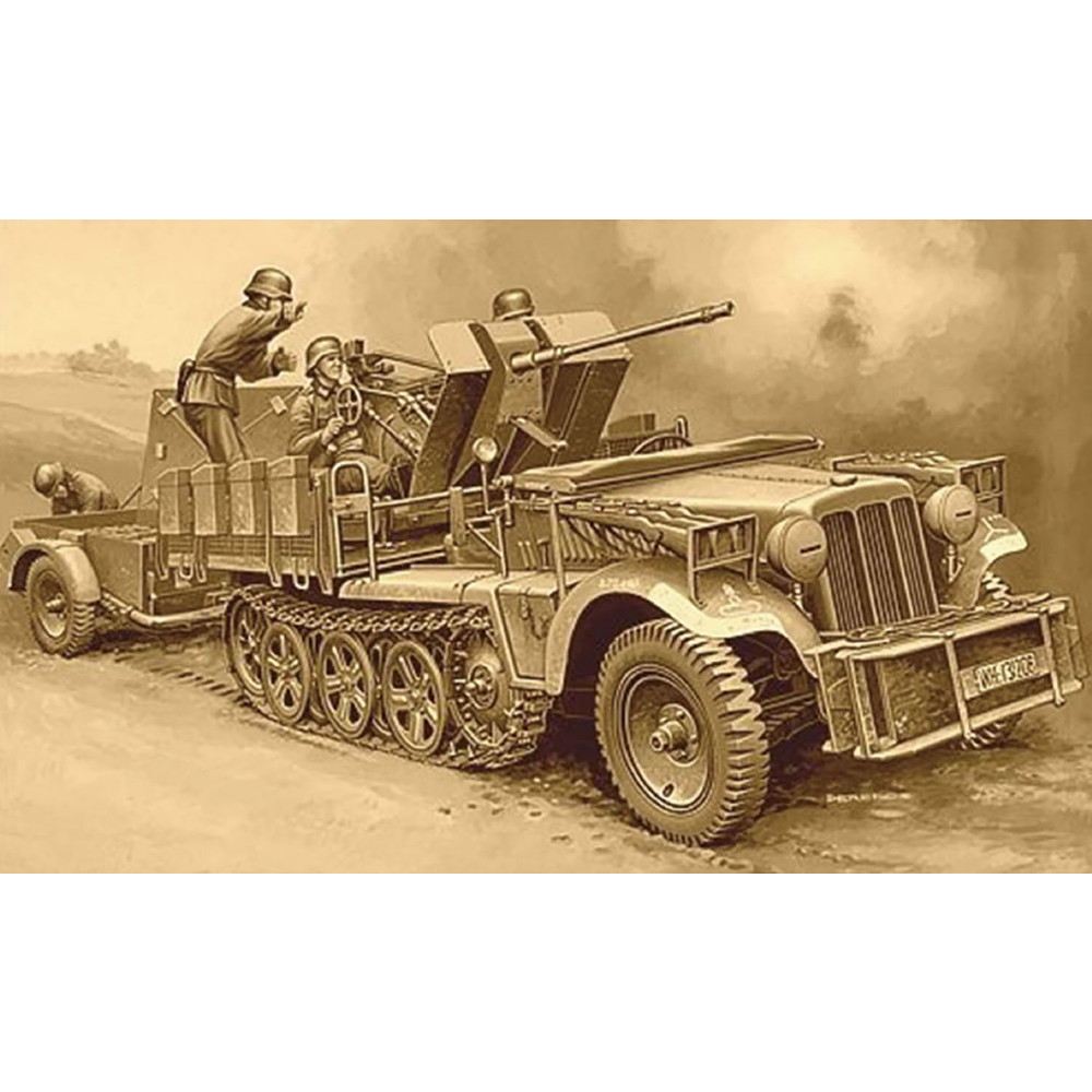 戦車ジオラマ　1/35 ドイツ対空機関砲搭載８トンハーフトラックと親衛隊兵士 1/35 ドイツ 8トンハーフトラック 4連高射砲: スケールモデル