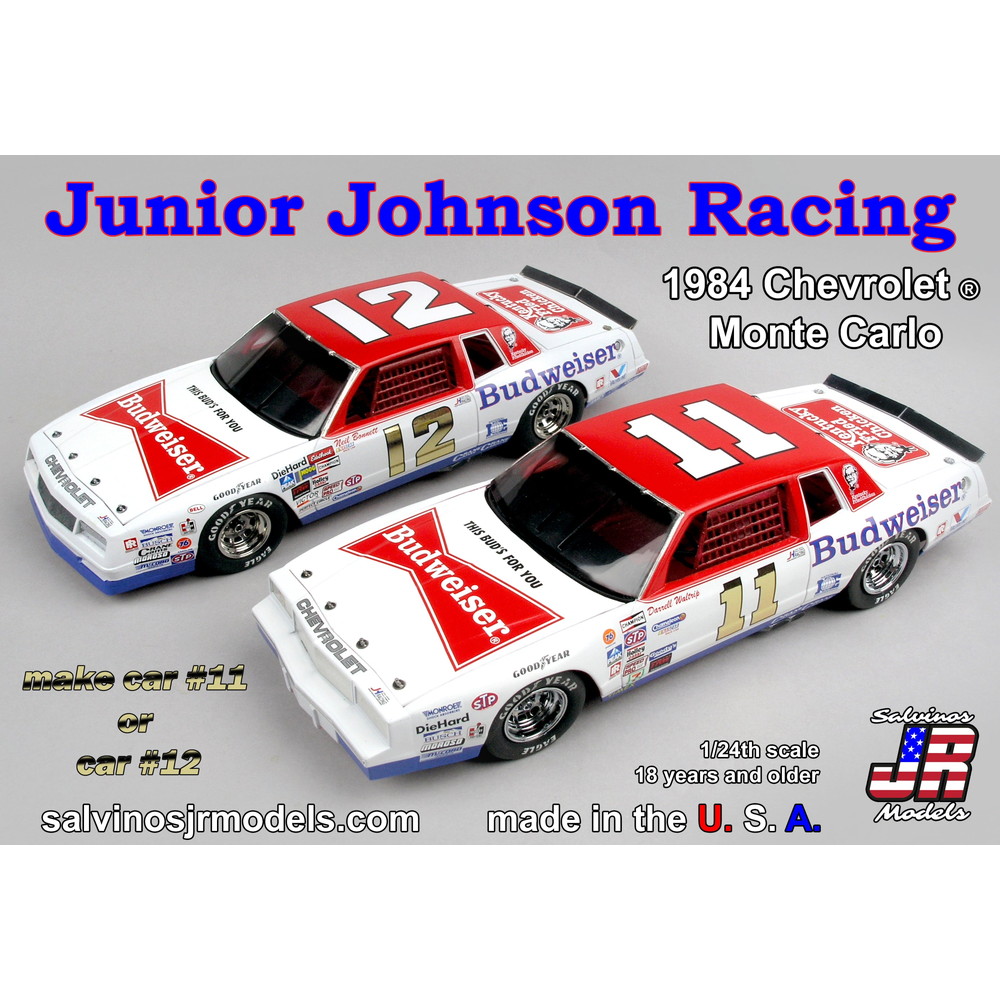 サルビノスJRモデルズ 1/24 ジュニア・ジョンソンレーシング #11 ダレル・ウォルトリップ #12 ニール・ボネット バドワイザー シボレー モンテカルロ 1984 ナッシュビル プラモデル JJMC1984N