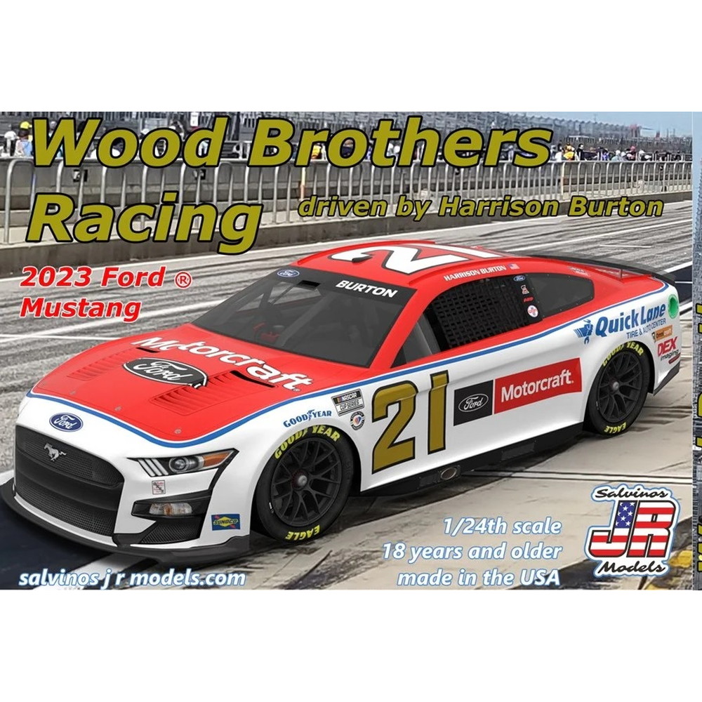 サルビノスJRモデルズ 1/24 ハリソン・バートン #21 ウッド・ブラザース・レーシング モータークラフト フォード マスタング NASCAR 2023 プラモデル WBF2023HBP｜模型・プラモ総合専門店　ホビコレ